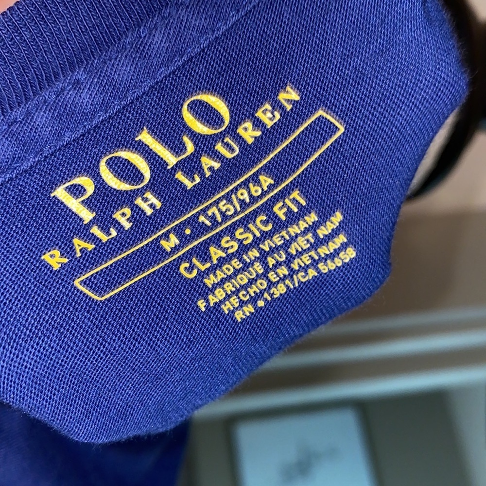 Polo Ralph Lauren navy blue v-neck t-shirt Classic Fit shortsleeve mens Medium - Picture 4 of 7